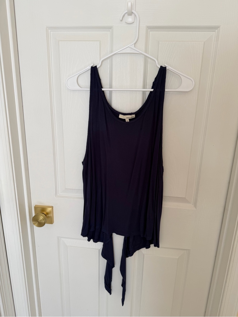 june & hudson Navy Blue Draped Tie-Front Tank